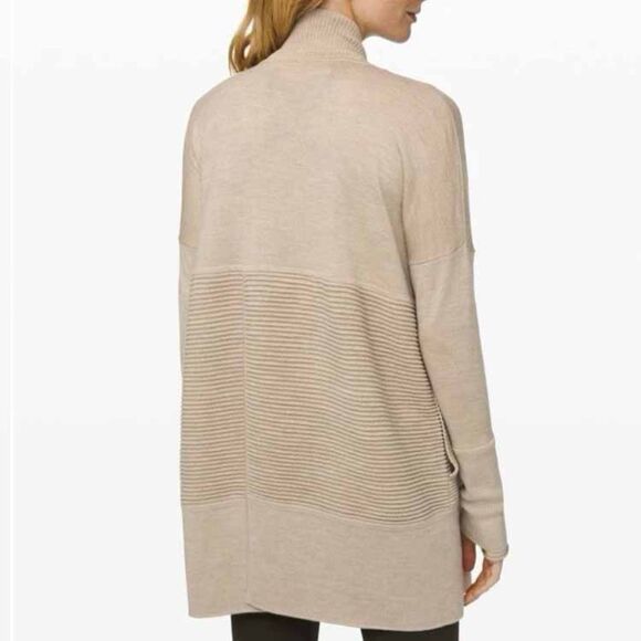Lululemon Cardigan Womens Sz 8 Merino Wool Ribbed Open Front Sweater Jacket - Picture 3 of 15